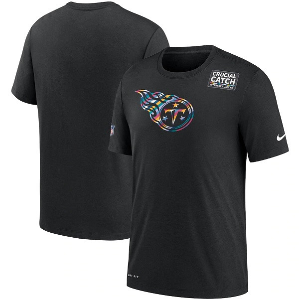 Men's Tennessee Titans 2020 Black Sideline Crucial Catch Performance NFL T-Shirt